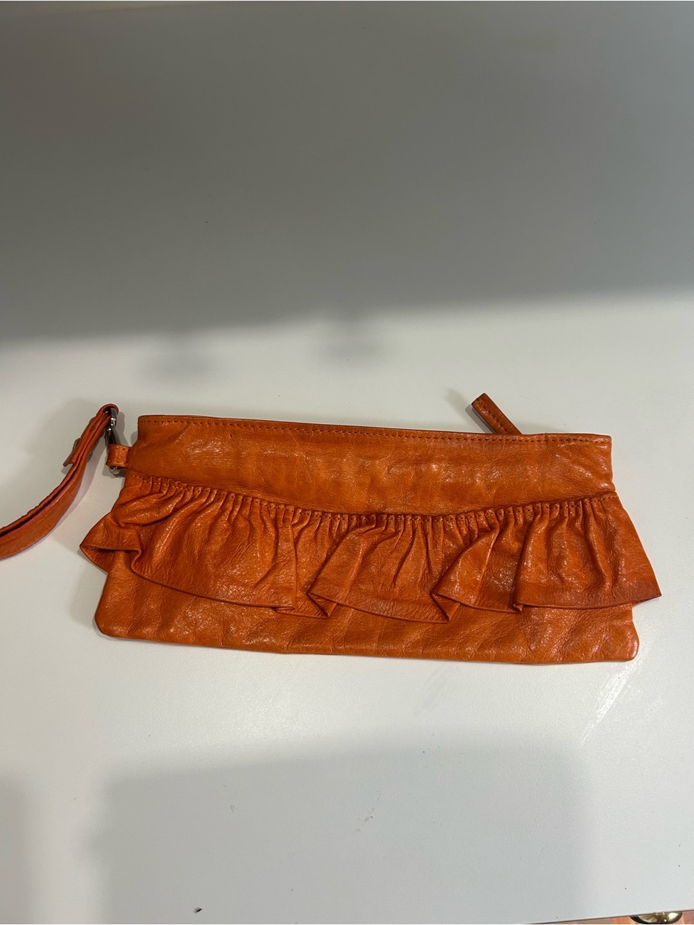 VTG Cammie Hill NY Orange Soft Leather Wristlet